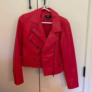 ONLY red faux leather jacket